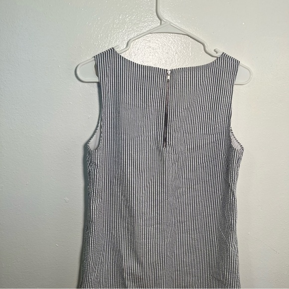 Heyton Sleeveless Shift Dress White Blue Seersucker - Picture 7 of 11